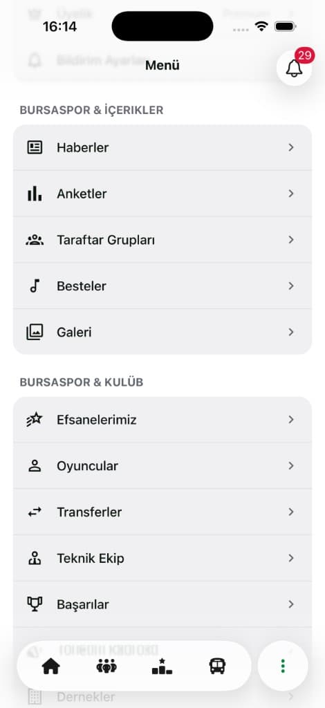 Timsapp Menü ekran görüntüsü