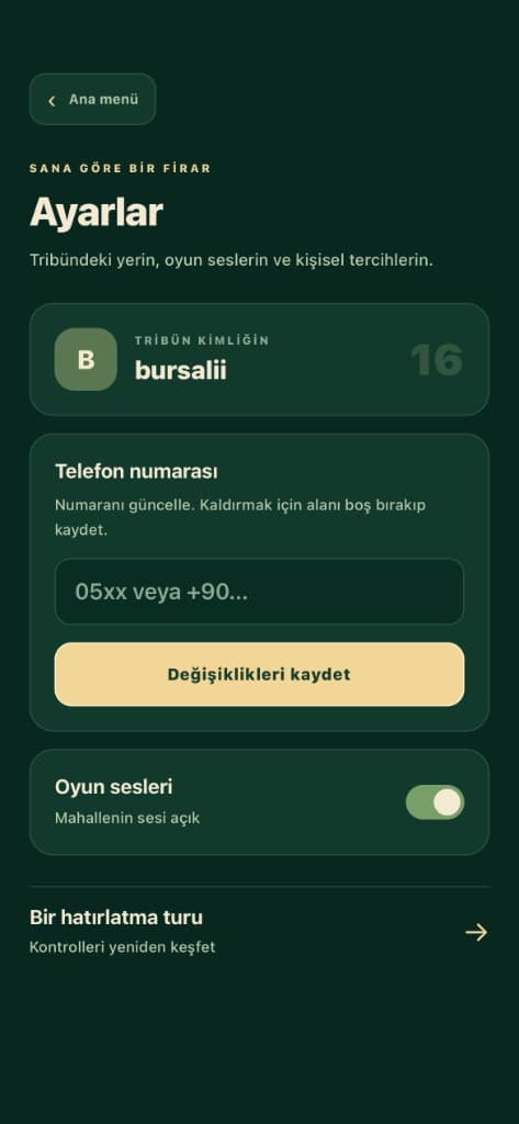 Timsah Firarda Ayarlar ekran görüntüsü